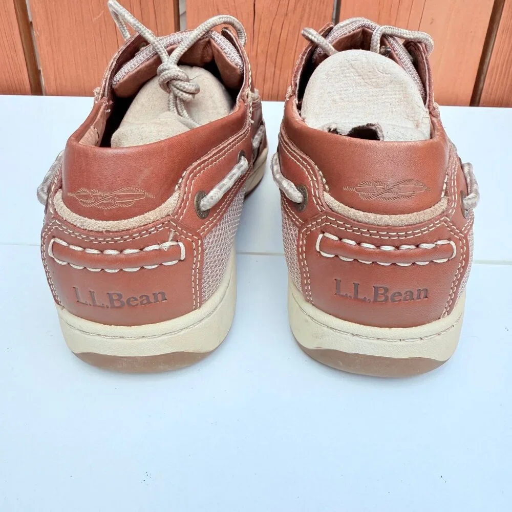 L.L. Bean Mens Leather Boat Shoes Size 8 Wide Brown Casual Footwear